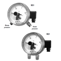 MANOMETRE DIFFERENTIEL TOUT INOX Ø 150mm A CONTACTS TYPE M21-M31-M41-M61